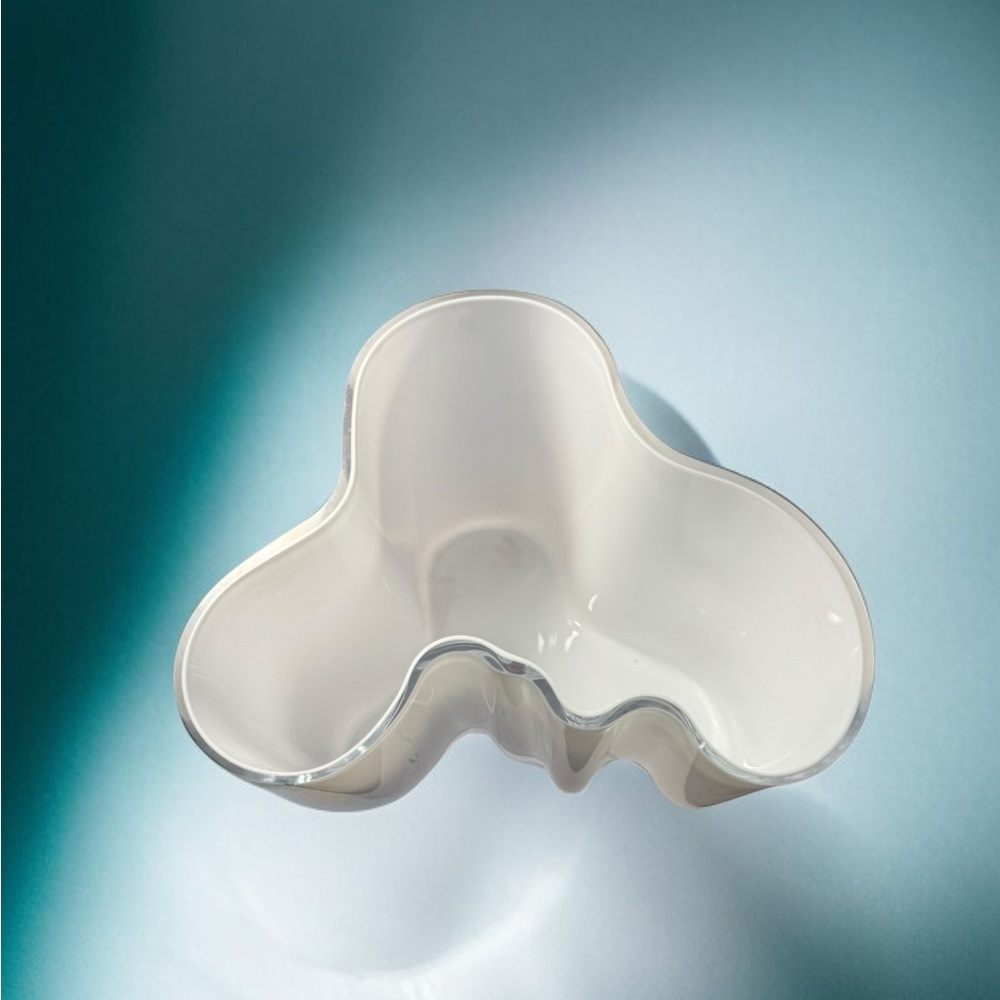 Alvar Aalto Iittala Savoy Cased White Art Blown Glass Finland MCM Vase